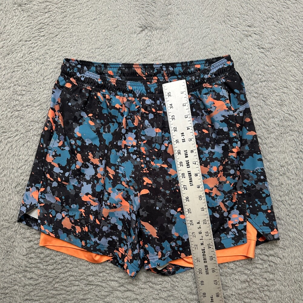 Maamgic Shorts Mens M Orange Black Speckles Abstract Athletic Compress Liner - Picture 4 of 6